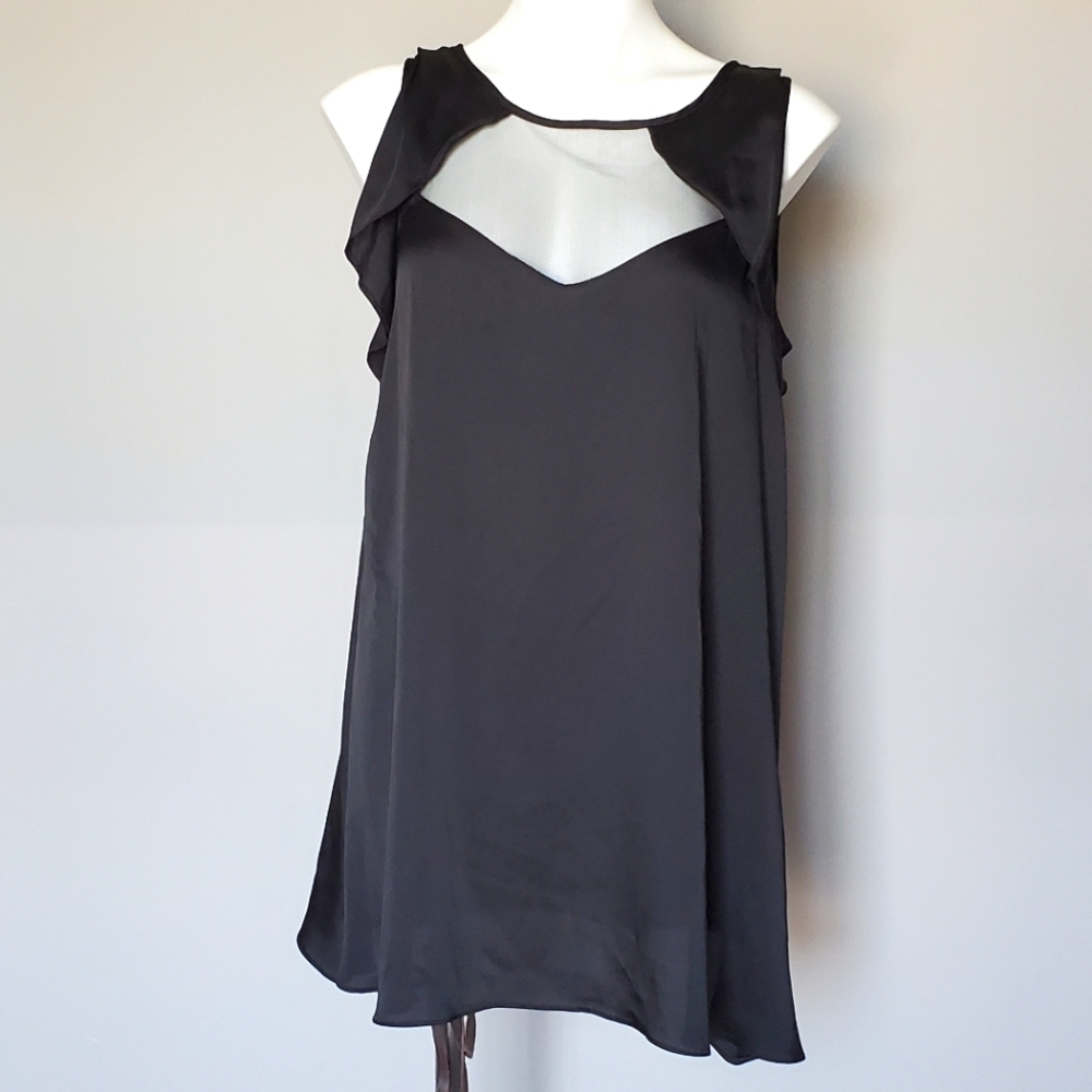 LF Millau Silk Blend Lightweight Mesh Cutout Mini Dress